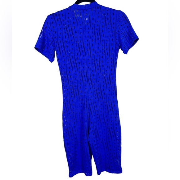 Aria Women's Zip Up Body con Hollow Romper Royal Blue Size Small - Picture 3 of 9